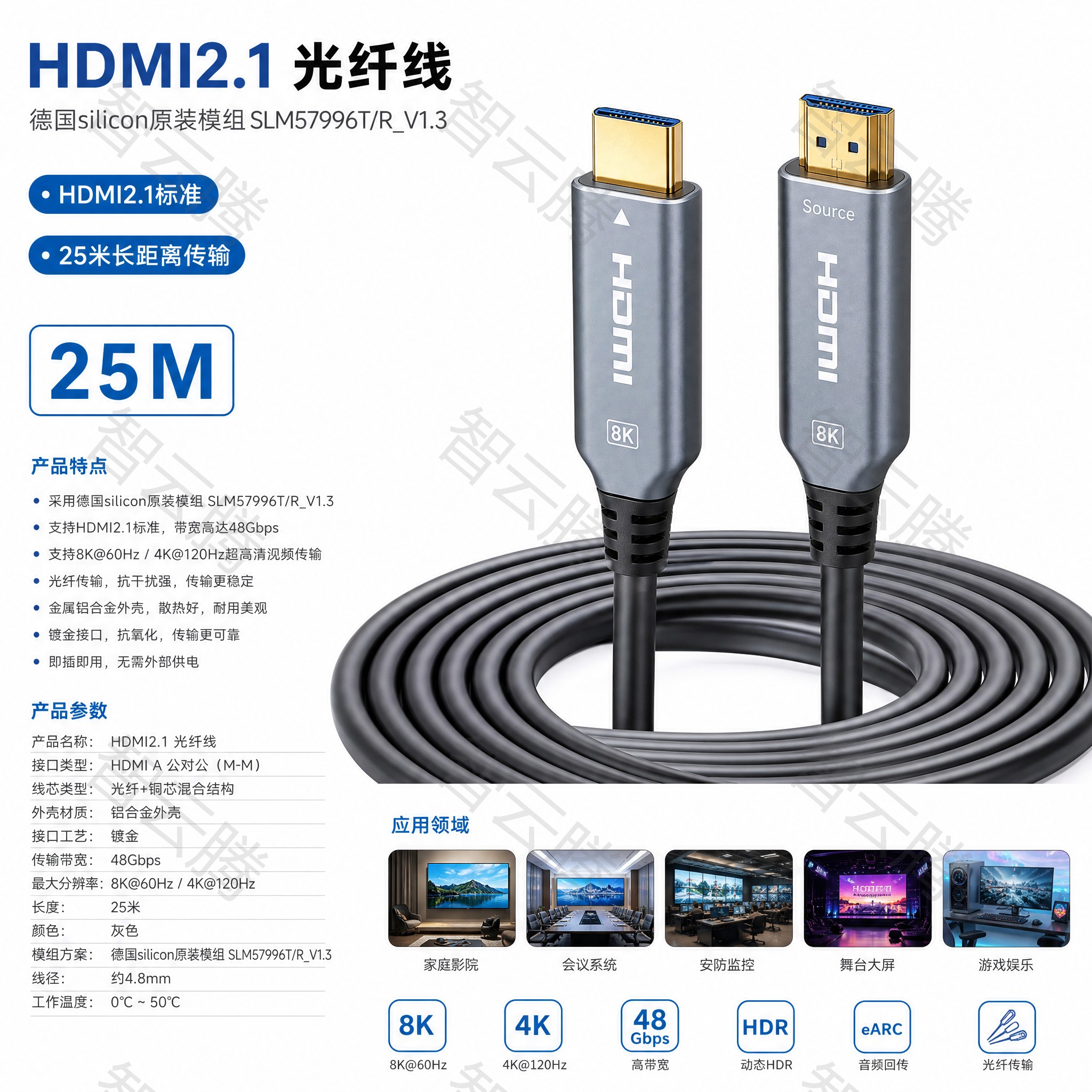 复杂工业环境下 HDMI2.1 Silicon Line 芯片光纤线信号串扰问题及解决方案